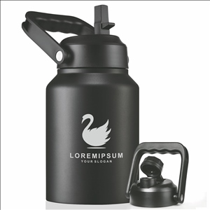 Half Gallon Insulated Water Bottle Jug with Straw, 64oz Large Stainless Steel Sports Metal Water